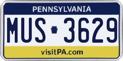 PA license plate MUS3629