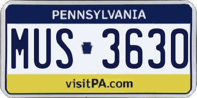 PA license plate MUS3630