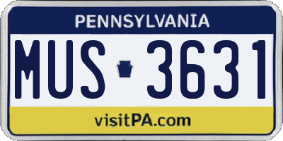 PA license plate MUS3631