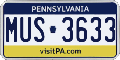 PA license plate MUS3633