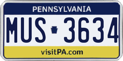 PA license plate MUS3634