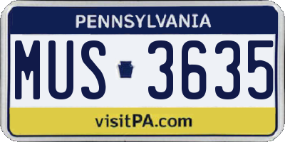 PA license plate MUS3635