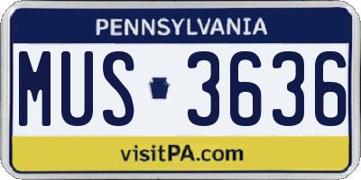 PA license plate MUS3636