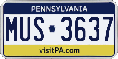 PA license plate MUS3637