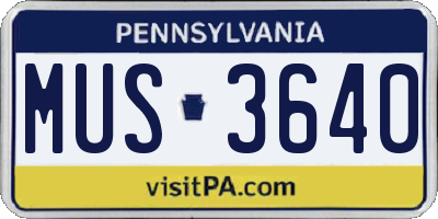 PA license plate MUS3640