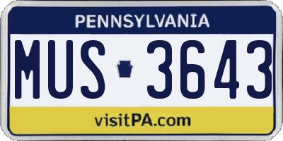 PA license plate MUS3643
