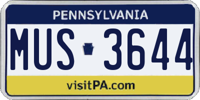 PA license plate MUS3644