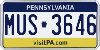 PA license plate MUS3646
