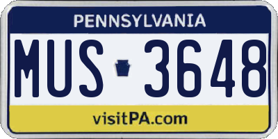 PA license plate MUS3648