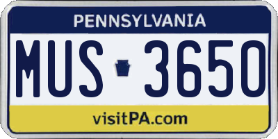 PA license plate MUS3650