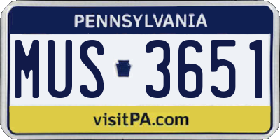 PA license plate MUS3651