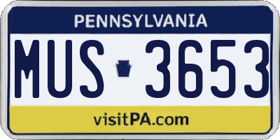 PA license plate MUS3653