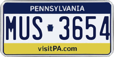 PA license plate MUS3654