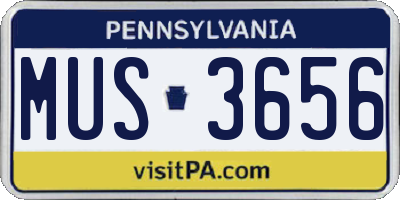 PA license plate MUS3656