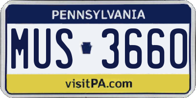 PA license plate MUS3660