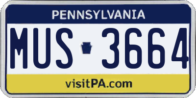 PA license plate MUS3664