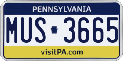 PA license plate MUS3665