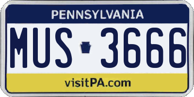 PA license plate MUS3666