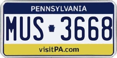 PA license plate MUS3668