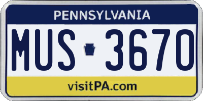 PA license plate MUS3670