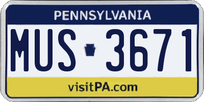 PA license plate MUS3671