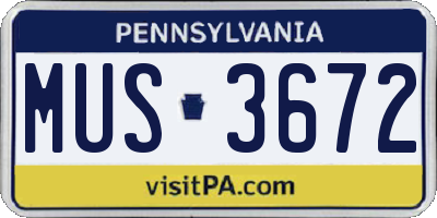 PA license plate MUS3672