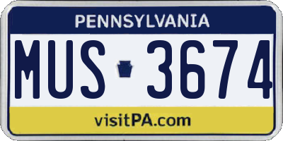 PA license plate MUS3674
