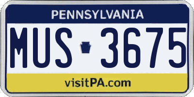 PA license plate MUS3675