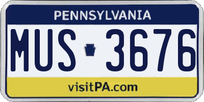 PA license plate MUS3676