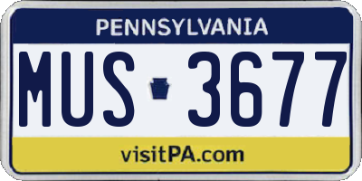 PA license plate MUS3677