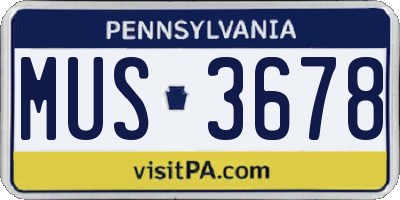 PA license plate MUS3678