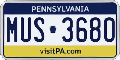 PA license plate MUS3680