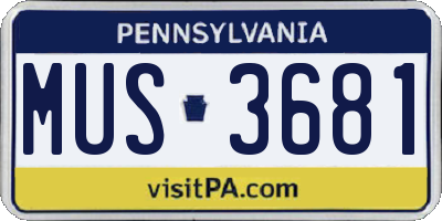 PA license plate MUS3681
