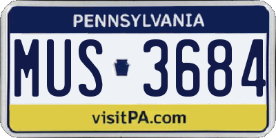 PA license plate MUS3684