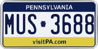 PA license plate MUS3688