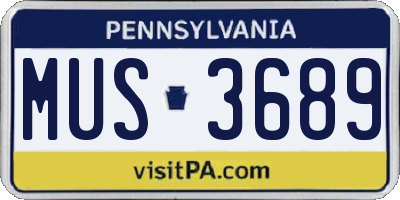 PA license plate MUS3689