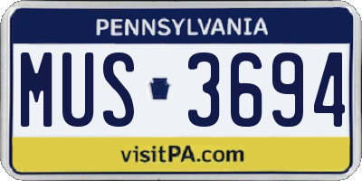 PA license plate MUS3694