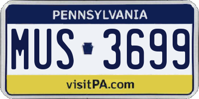 PA license plate MUS3699