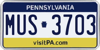 PA license plate MUS3703