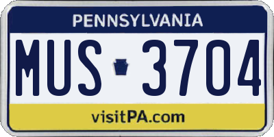 PA license plate MUS3704