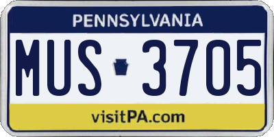 PA license plate MUS3705