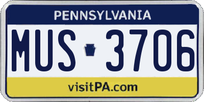 PA license plate MUS3706