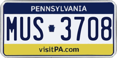 PA license plate MUS3708
