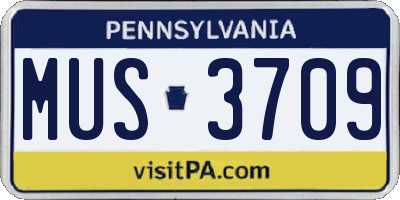 PA license plate MUS3709