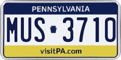 PA license plate MUS3710