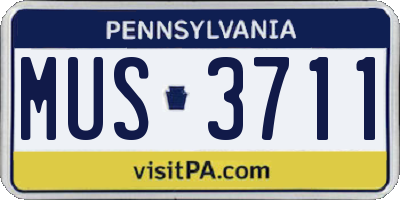 PA license plate MUS3711