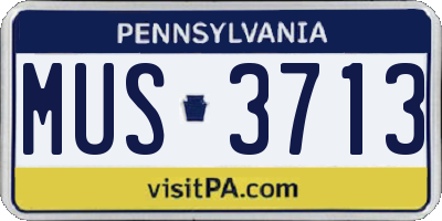 PA license plate MUS3713