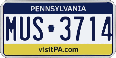 PA license plate MUS3714
