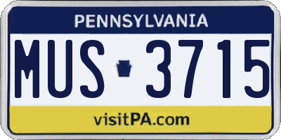 PA license plate MUS3715