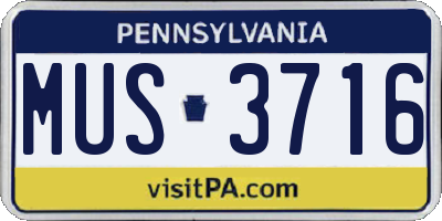 PA license plate MUS3716